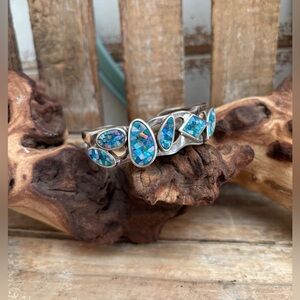 Whitney Kelly Sterling Silver Freeform Opal Mosaic Cuff Bracelet 28.6 Grams NEW!